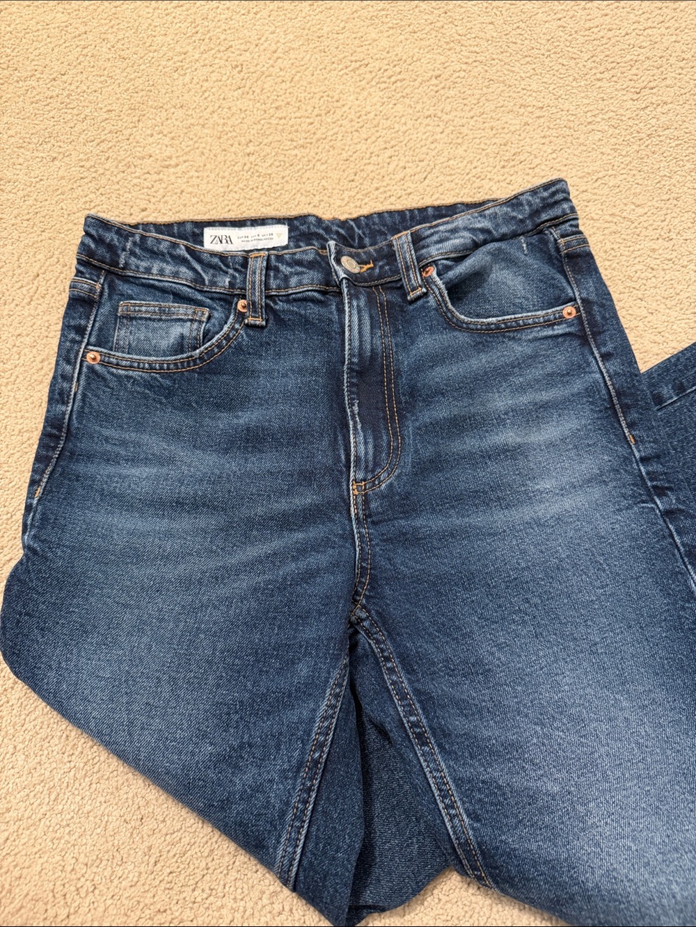 Zara TRF Cropped Flare Mid Rise Jeans - Picture 4 of 8